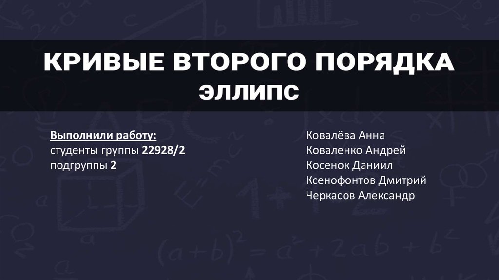 Кривые второго порядка. Эллипс - презентация онлайн