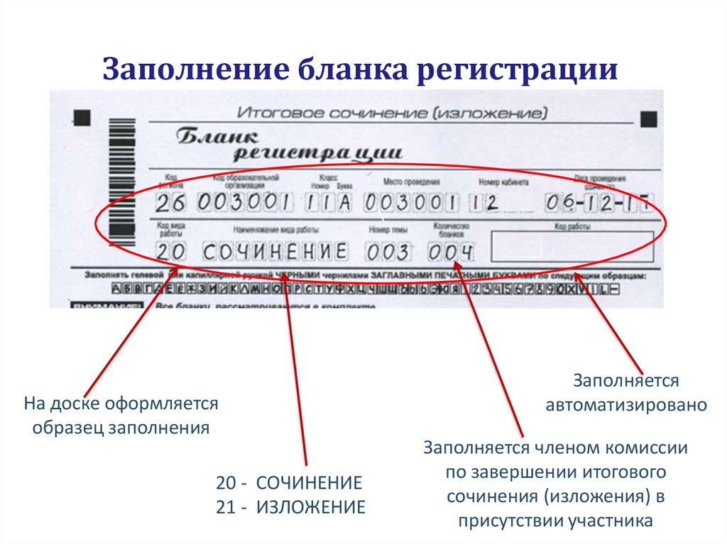 Образец бланков заполнения бланков