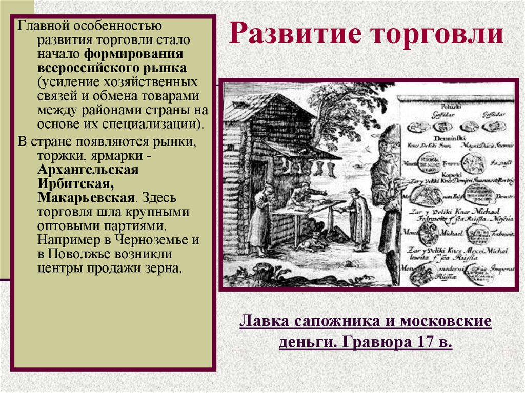 О начале какого процесса в развитии экономики свидетельствует развитие торговли контурная карта