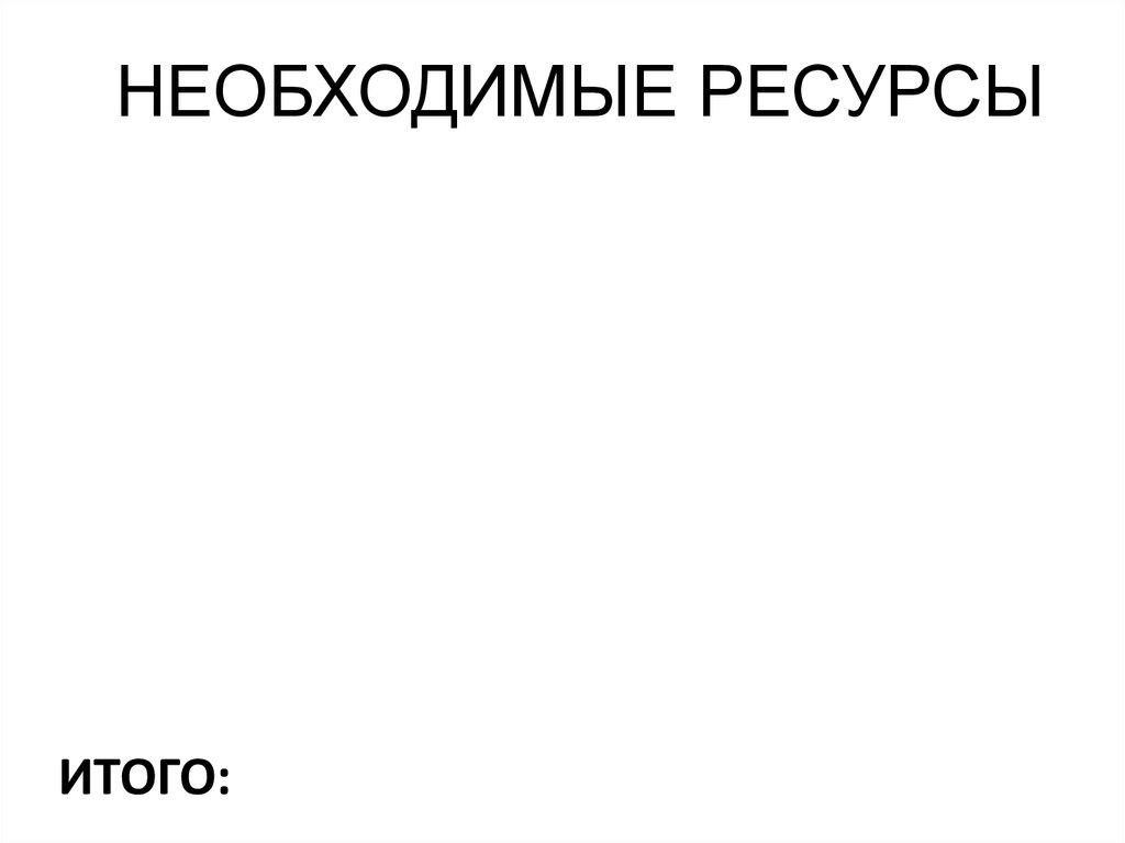 НЕОБХОДИМЫЕ РЕСУРСЫ