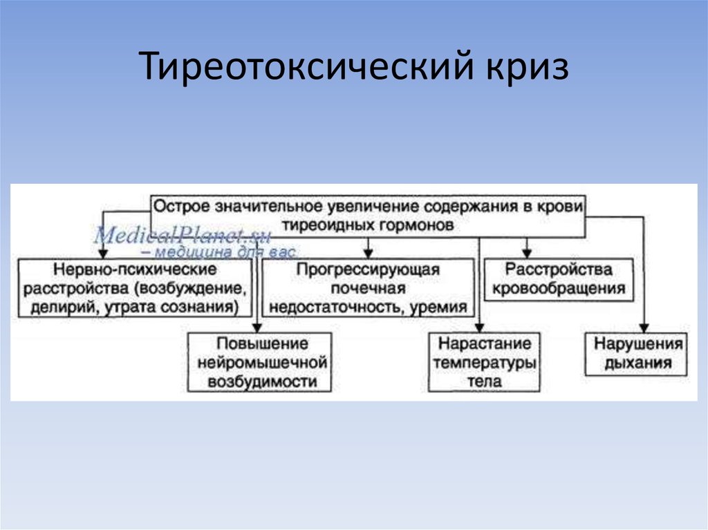 Клиническая картина тиреотоксического криза