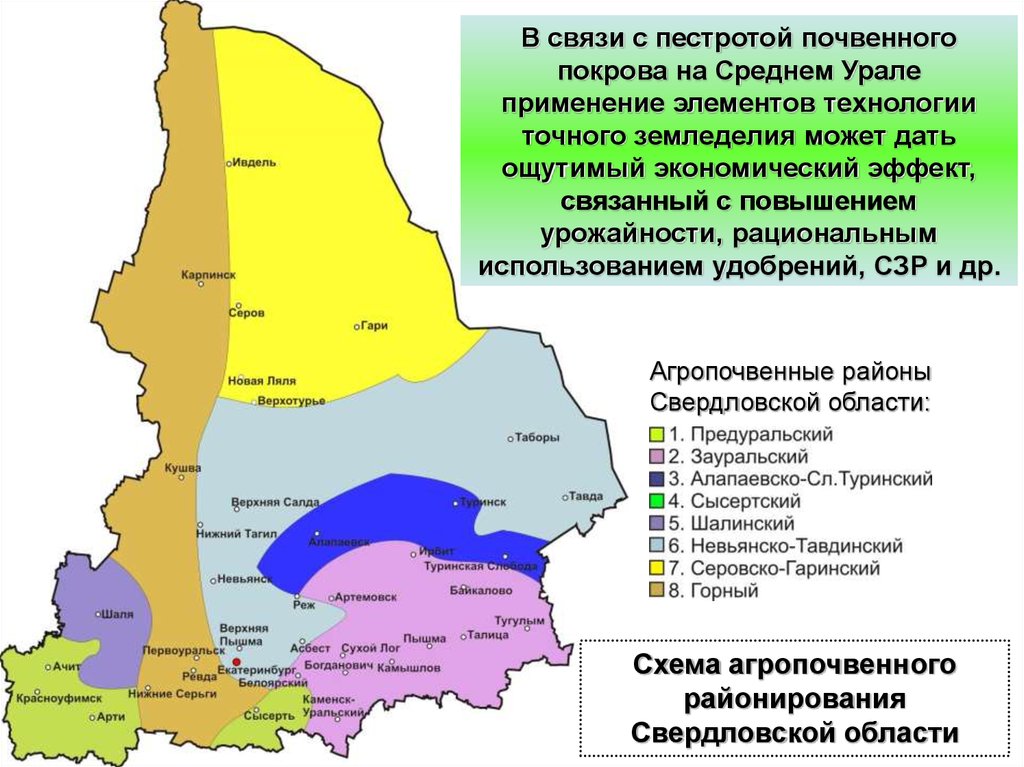 Сельскохозяйственные районы свердловской