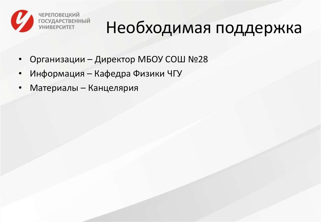 Необходимая поддержка