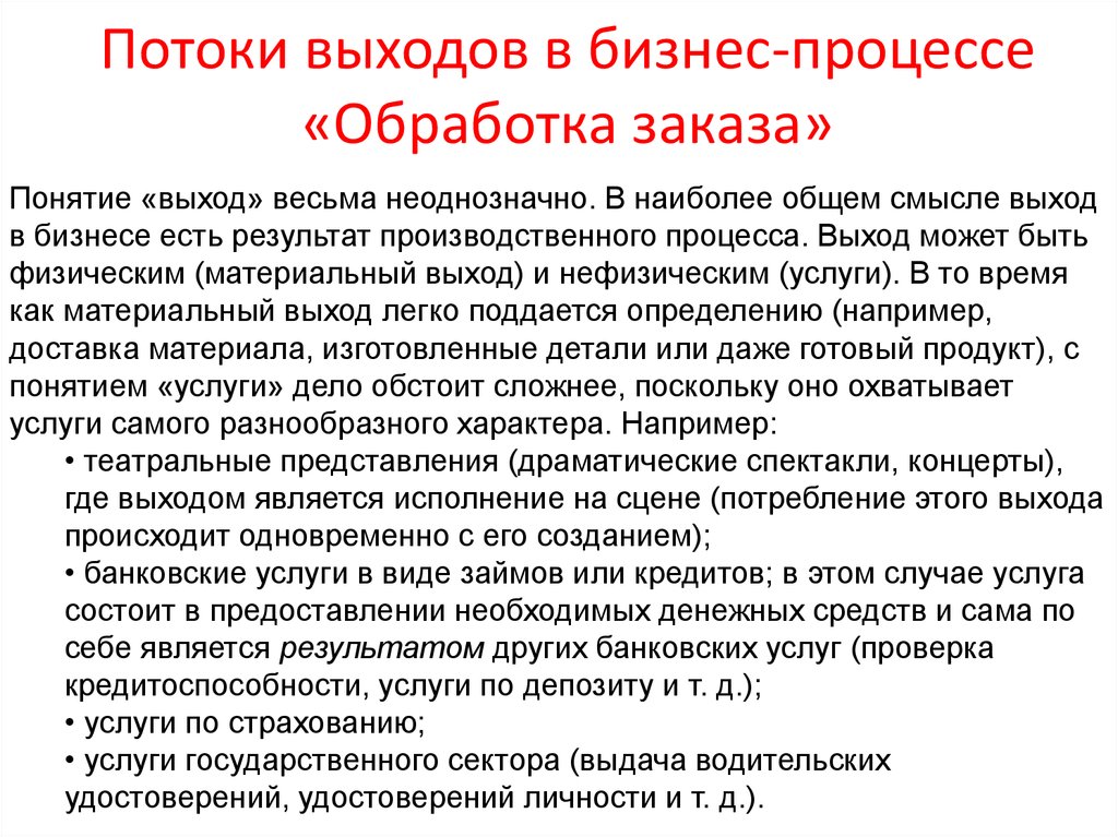 Само услуга. Обработка заказов. Определение понятия «выход».. Работа с терминами выход. Рекомендованный заказ понятие.