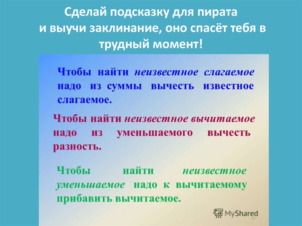 Чтобы найти 1 надо. Правило как найти неизвестное слагаемое уменьшаемое и вычитаемое. Как найти неизвестное слагаемое вычитаемое уменьшаемое. Правила как найти неизвестное слагаемое. Чтобы найти неизвестное слагаемое надо правило.