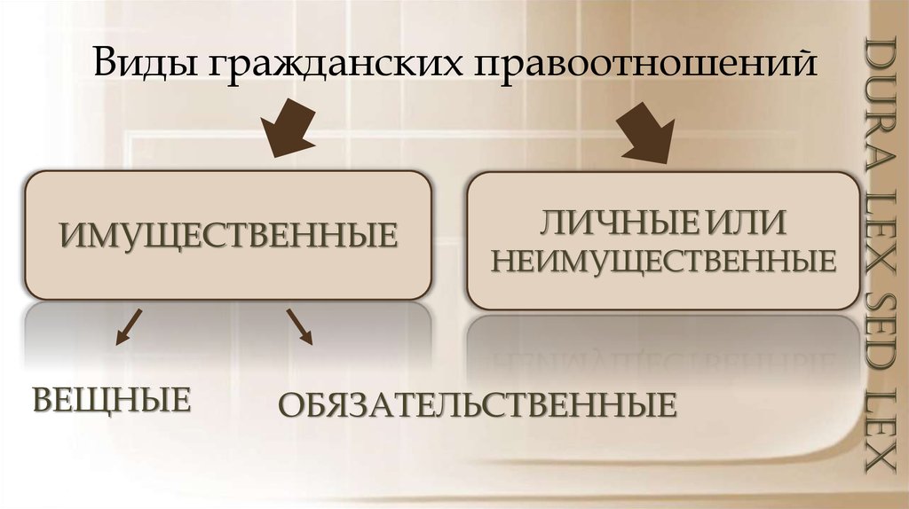 Виды гражданских правоотношений схема с указанием по какому признаку выделяются те или иные виды