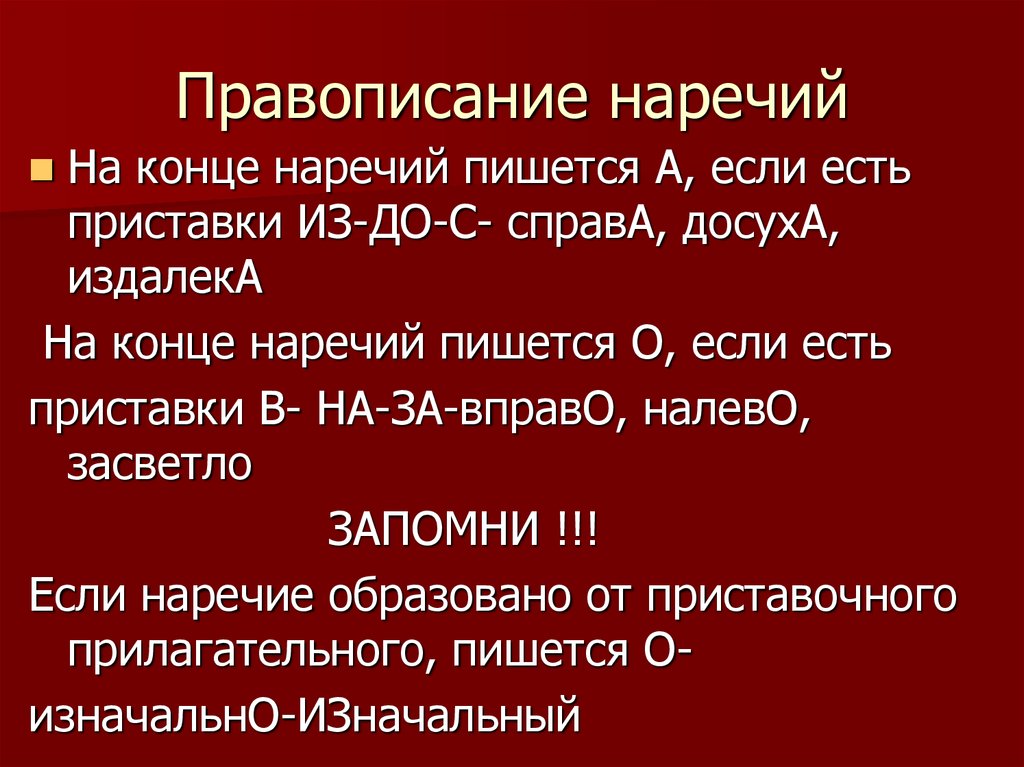 Правописание наречий презентация