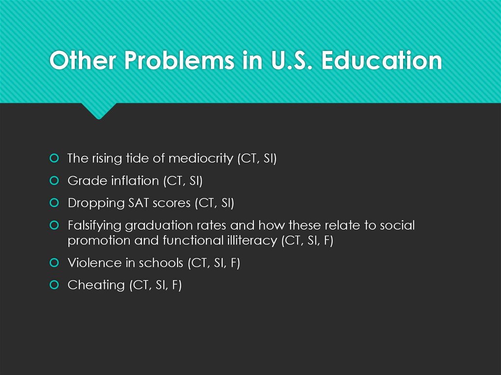 Other Problems in U.S. Education
