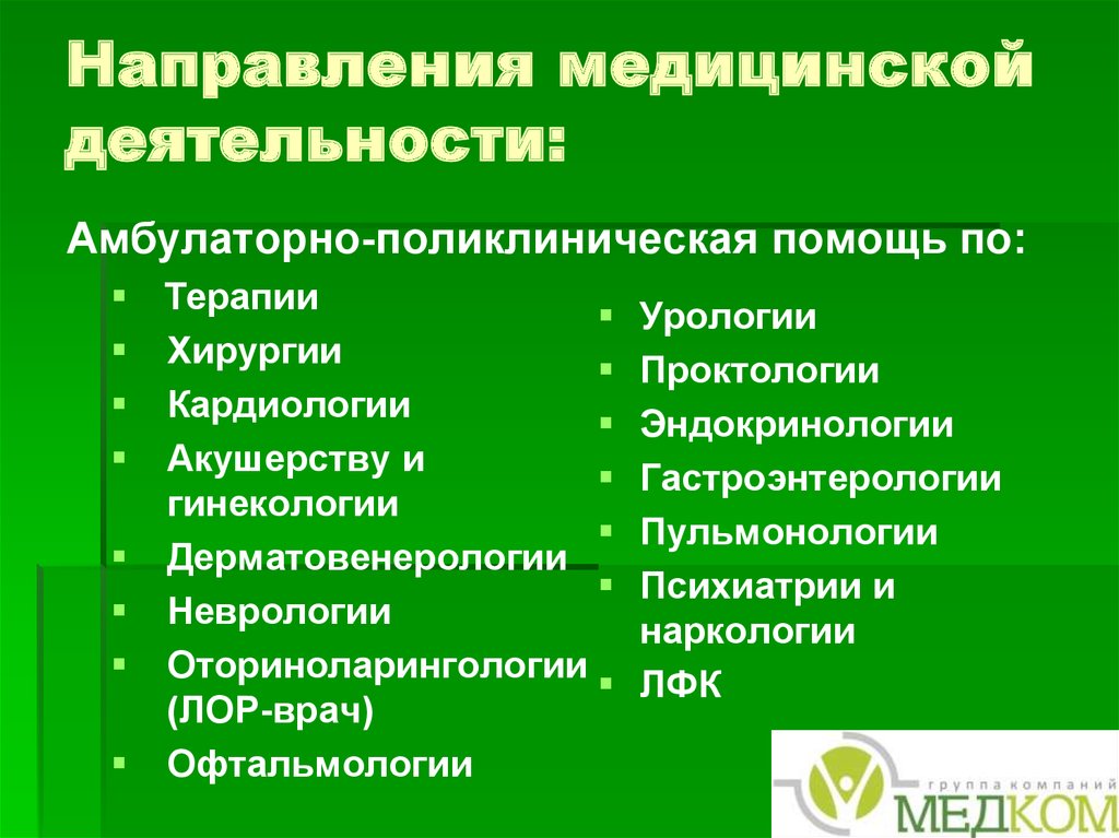 Медицинские направления