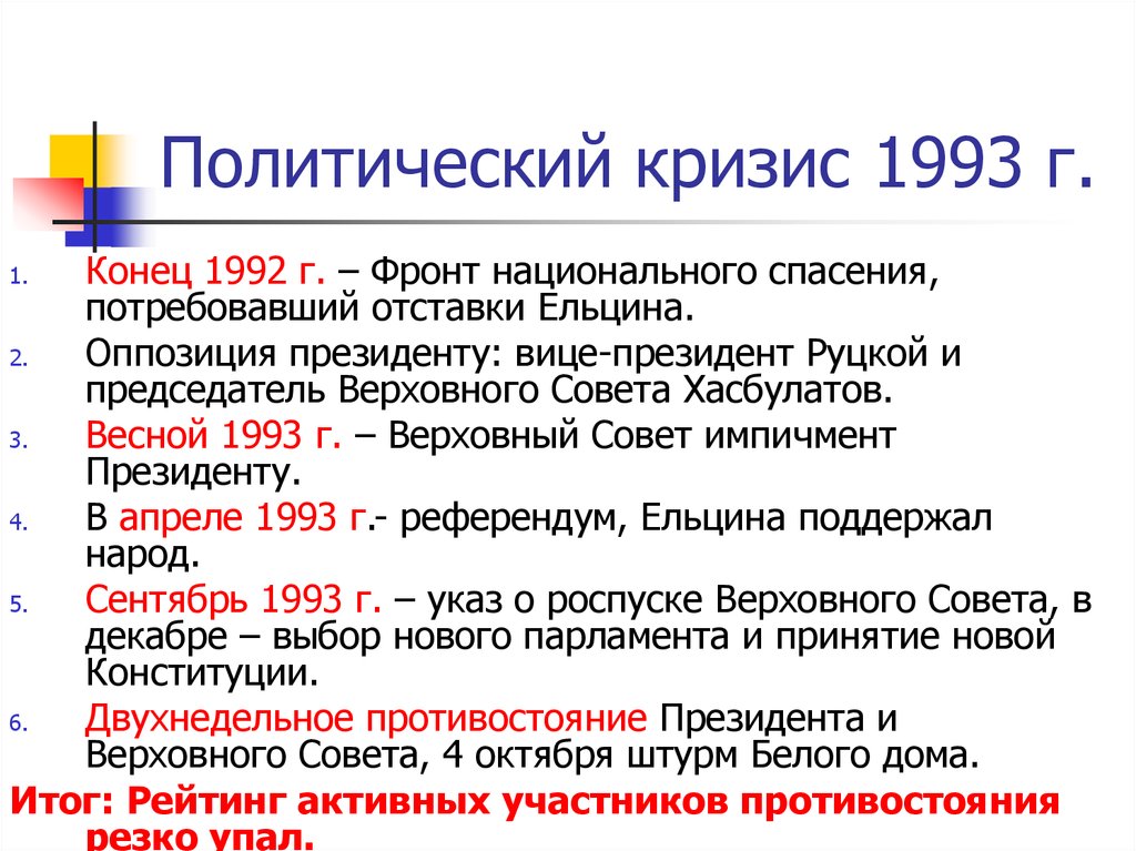 Этапы политического кризиса. Политический кризис 1993 ход событий. Политико Конституционный кризис 1993 итоги. Конституционный кризис 1993 г последствия. Политический кризис в РФ В начале 1990-х годов.