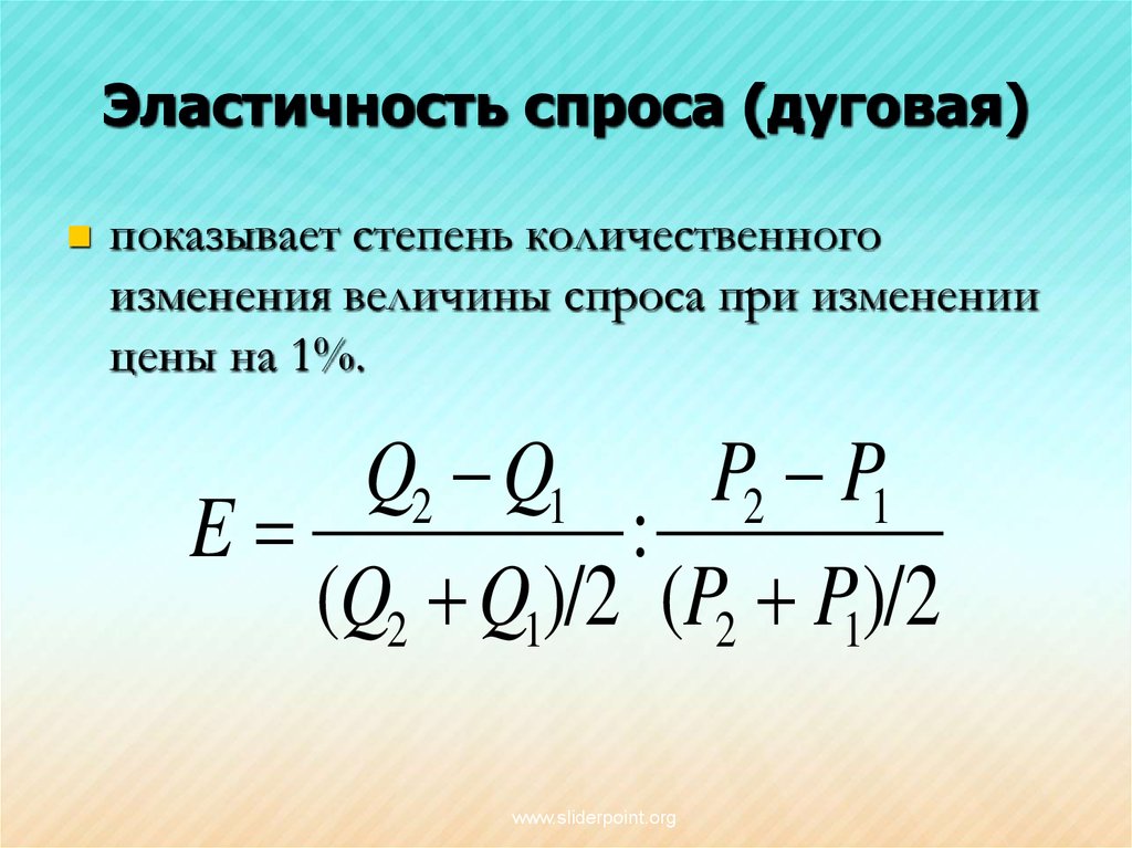 Коэффициент спроса по ценам. Коэффициент дуговой эластичности спроса формула. Формула дуговой эластичности спроса. Коэффициент дуговой эластичности формула. Дуговая эластичность спроса.