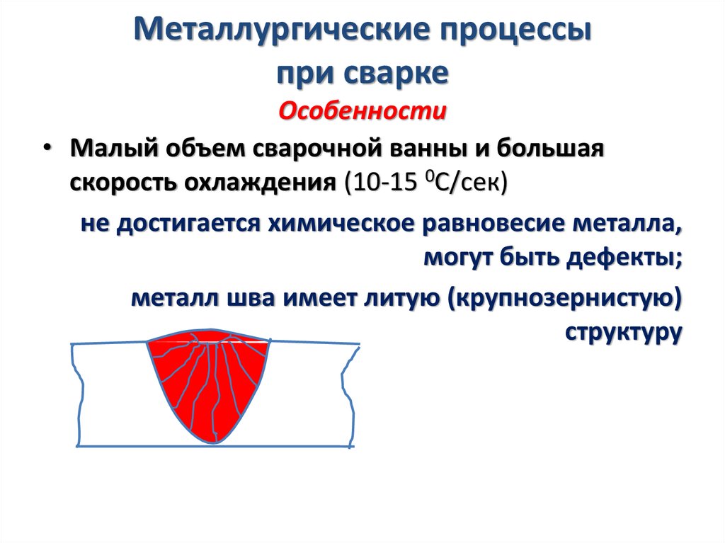 Металлургические процессы при сварке Особенности