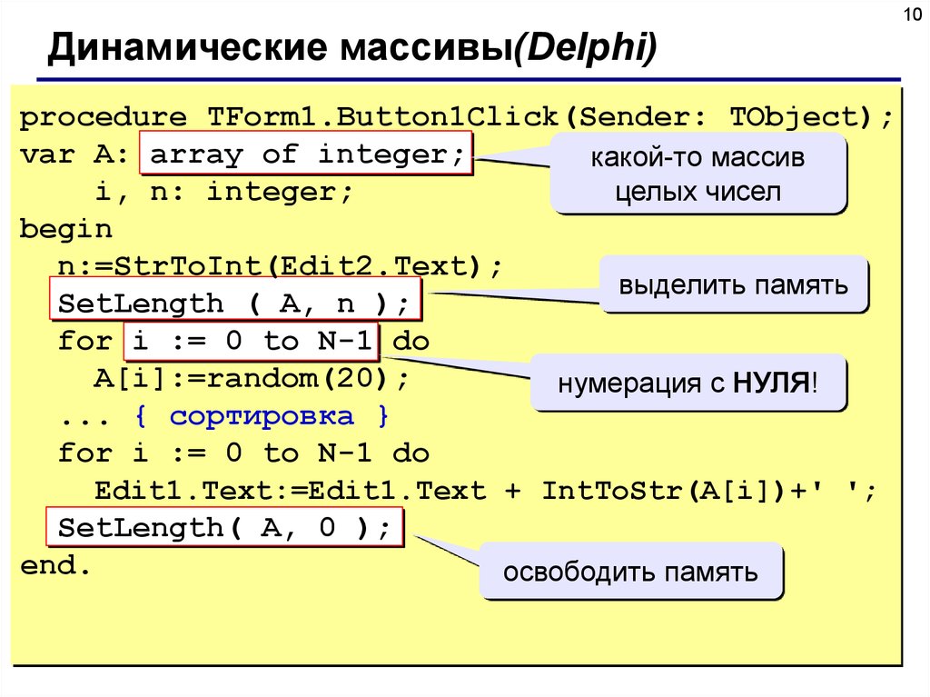 Как добавлять в массив java. Массив в Делфи. Динамический массив. Динамический массив с++. Массивы DELPHI.