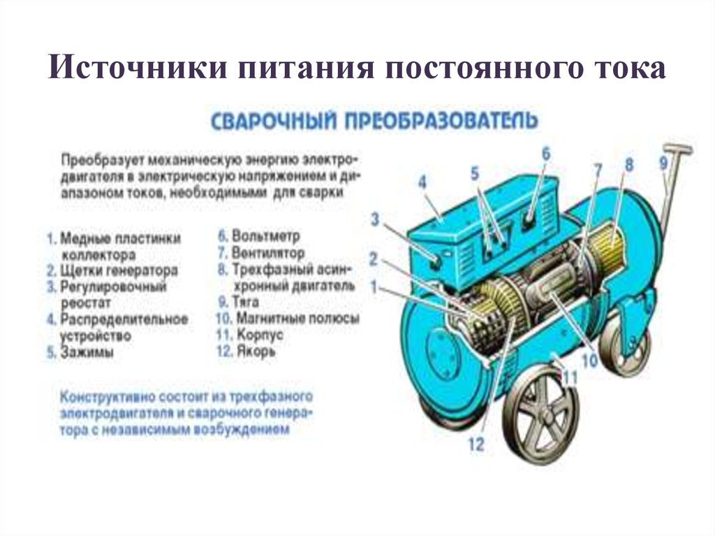 Источника постоянного питания. Сварочный аппарат типа ПСО-500 схема. Схема устройства сварочного генератора. Источники питания постоянного тока их устройство и устройство. Сварочные преобразователи устройство и принцип действия.