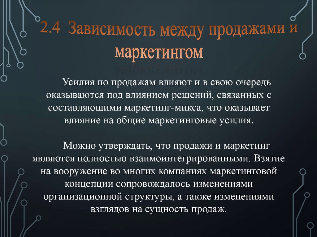 2.4 Зависимость между продажами и маркетингом