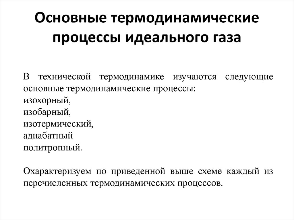 Стандартная процедура идеального. Основные термодинамические процессы идеального газа. Основные виды термодинамических процессов. Основные термодинамические процессы идеальных газов. Термодинамические процессы с идеальным газом..