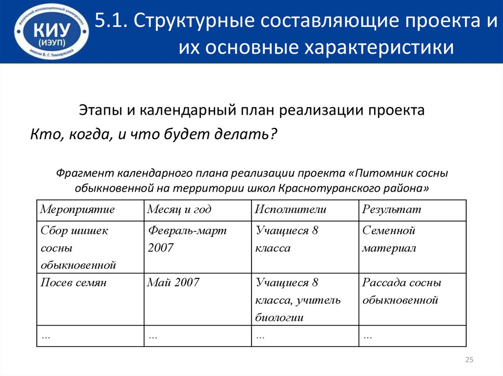 Составляющие проекта это