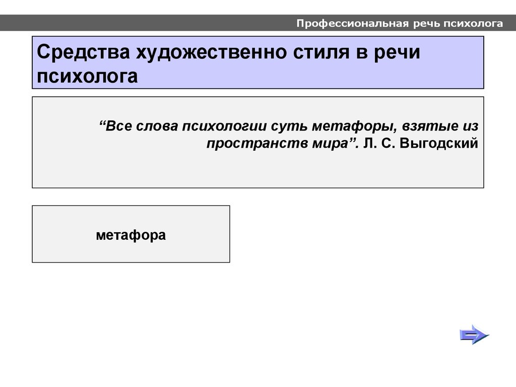 Средства художественно стиля в речи психолога