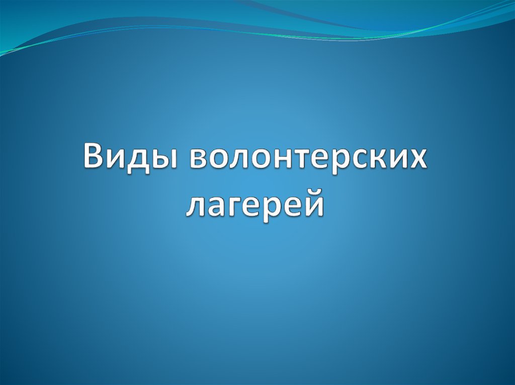 Виды волонтерских лагерей