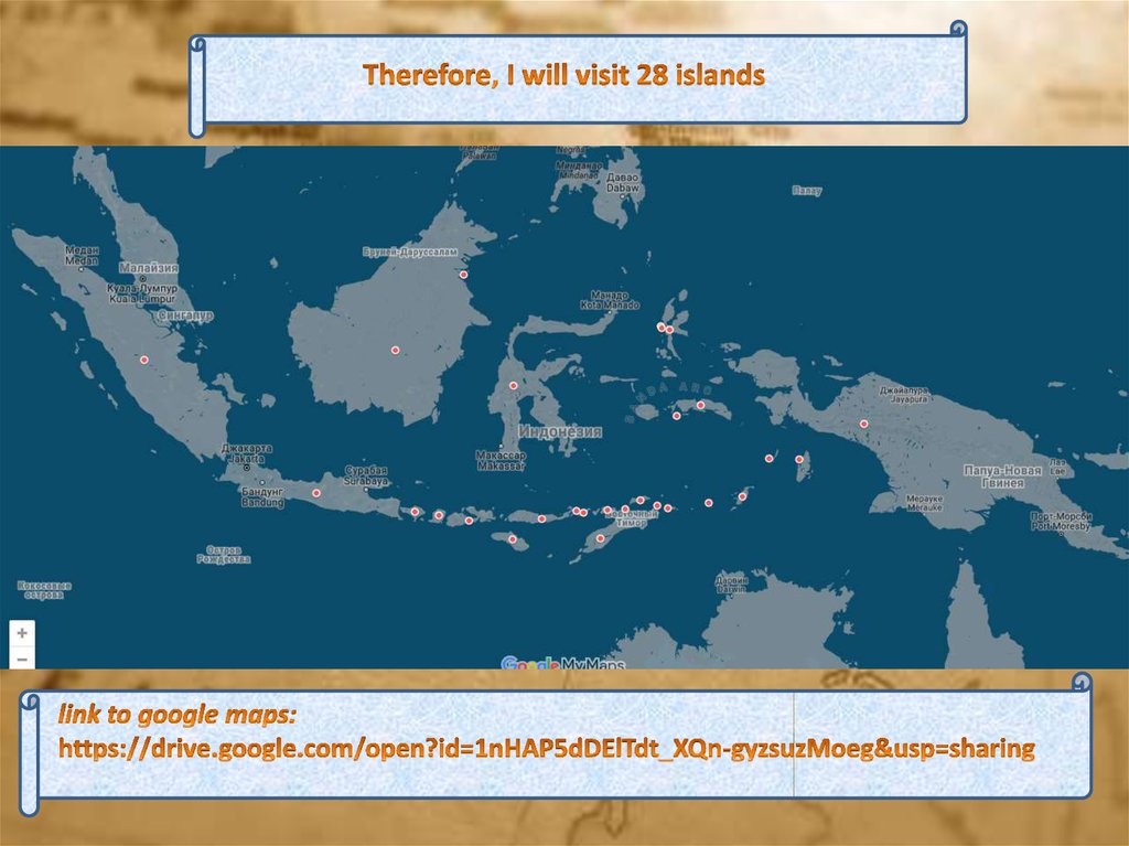 Therefore, I will visit 28 islands