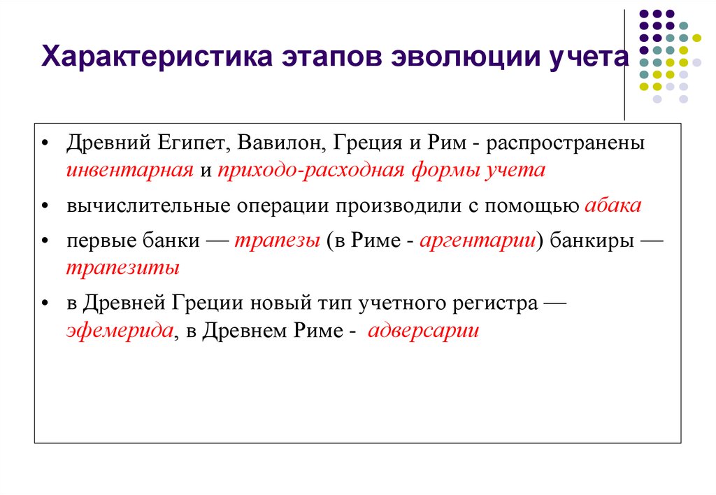 Характеристика фазы. Форма учета древний. Хар-ка этапа эволюции. Возникновение и Эволюция хозяйственного учета. Возникновение и основные этапы развития хозяйственного учета.