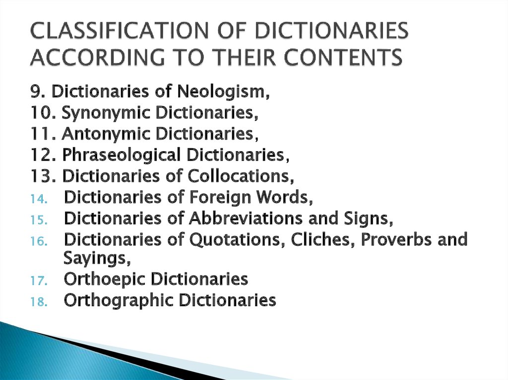 12 types of dictionaries