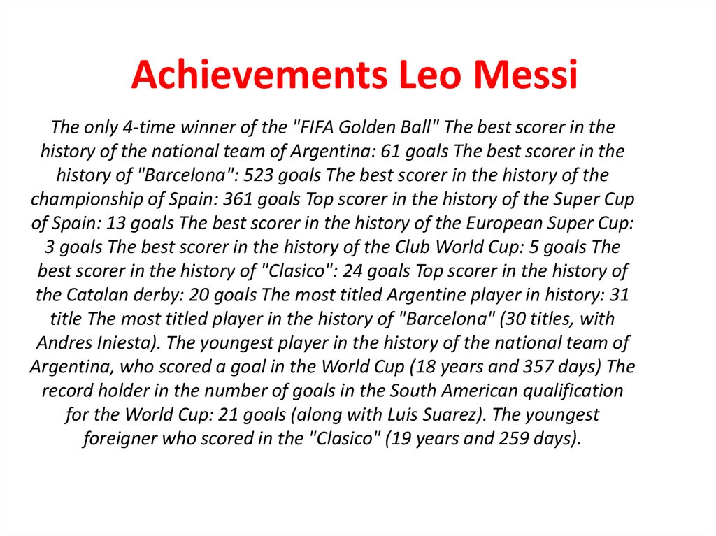 Achievements Leo Messi