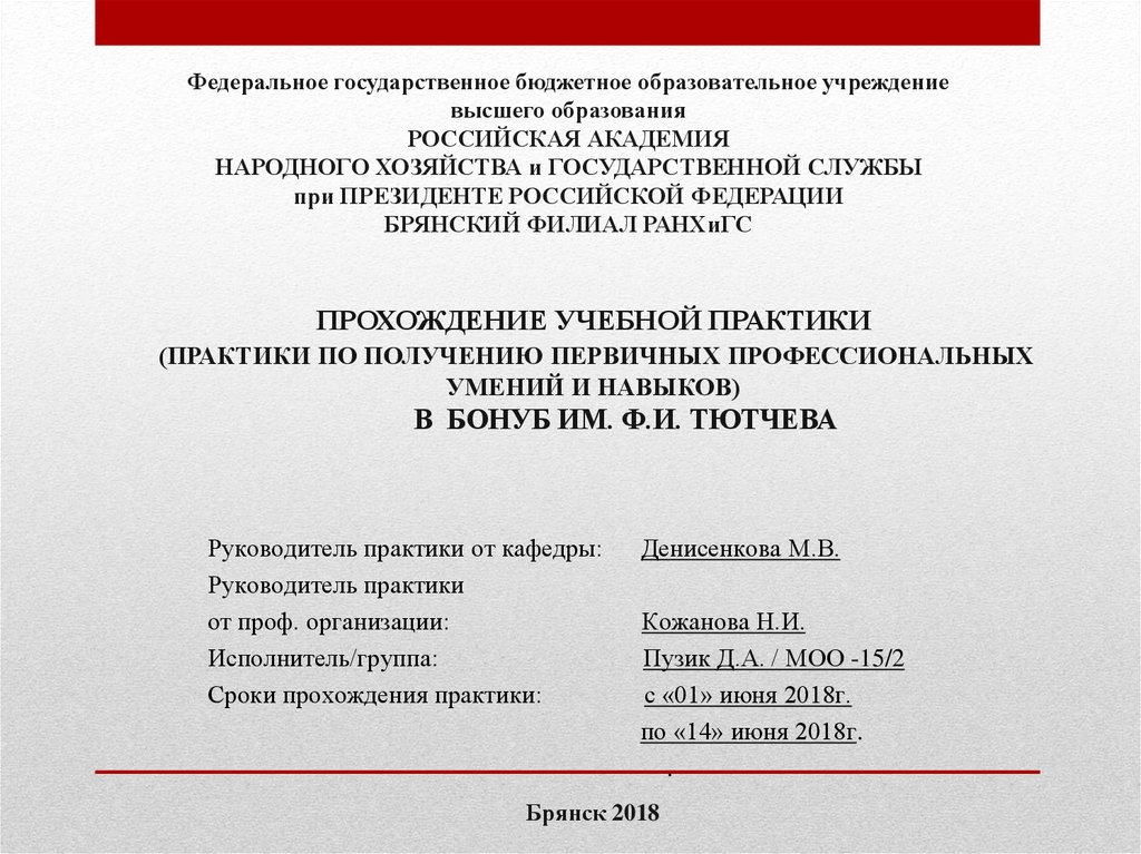 Отчет о прохождении учебной практики по получению первичных профессиональных умений и навыков