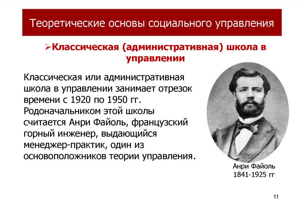 Теория социального развития. Анри Файоль административная школа управления. Административная школа управления родоначальник. Родоначальник классической (административной) школы менеджмента. Классическая или административная школа в управлении (1920-1950)..