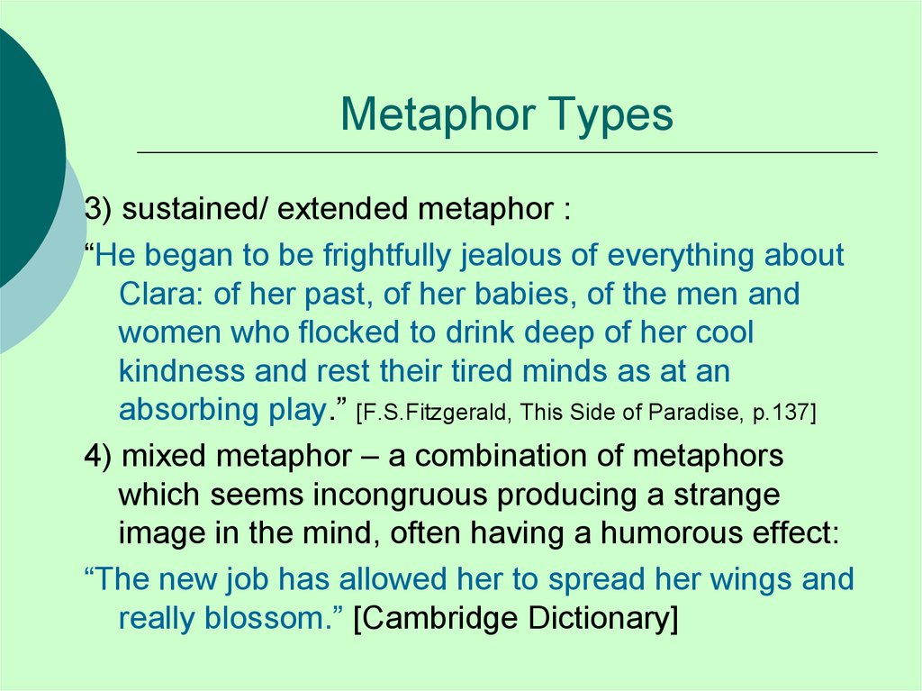 Language 4. Sustained metaphor. Metaphor sustained/Extended. Types of metaphor. A stylistic metaphor.