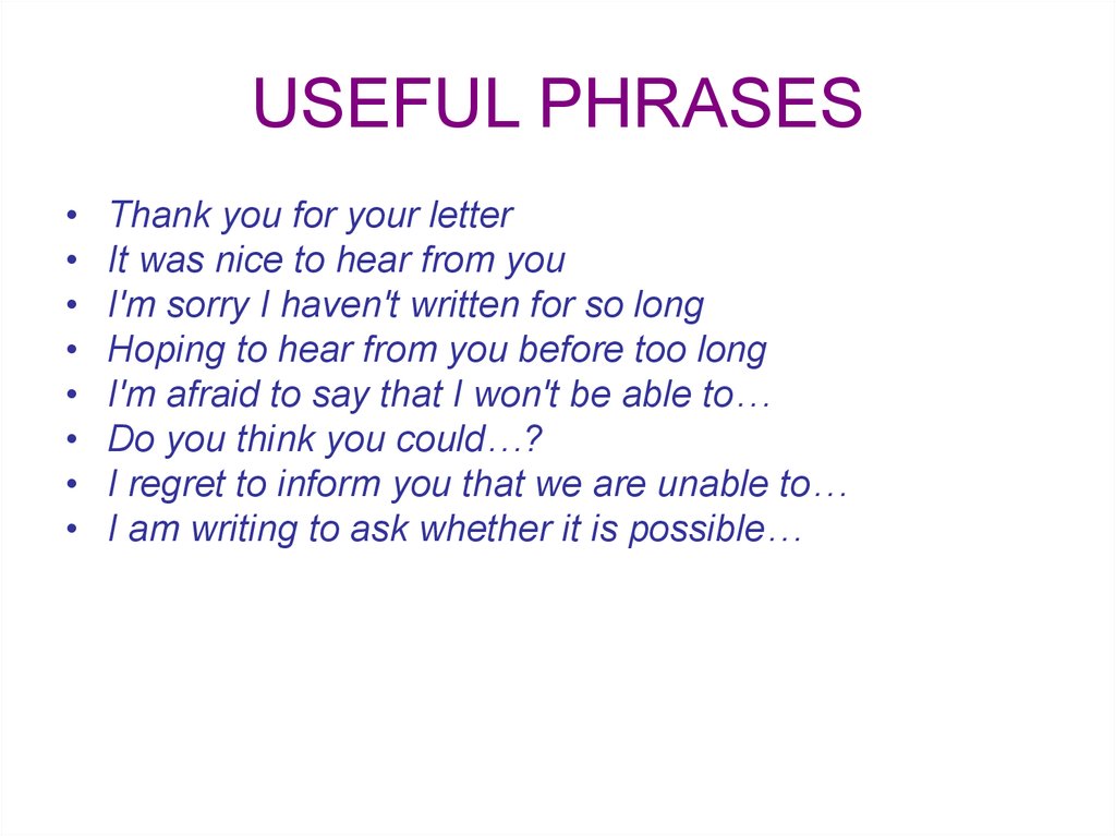 An informal letter online presentation