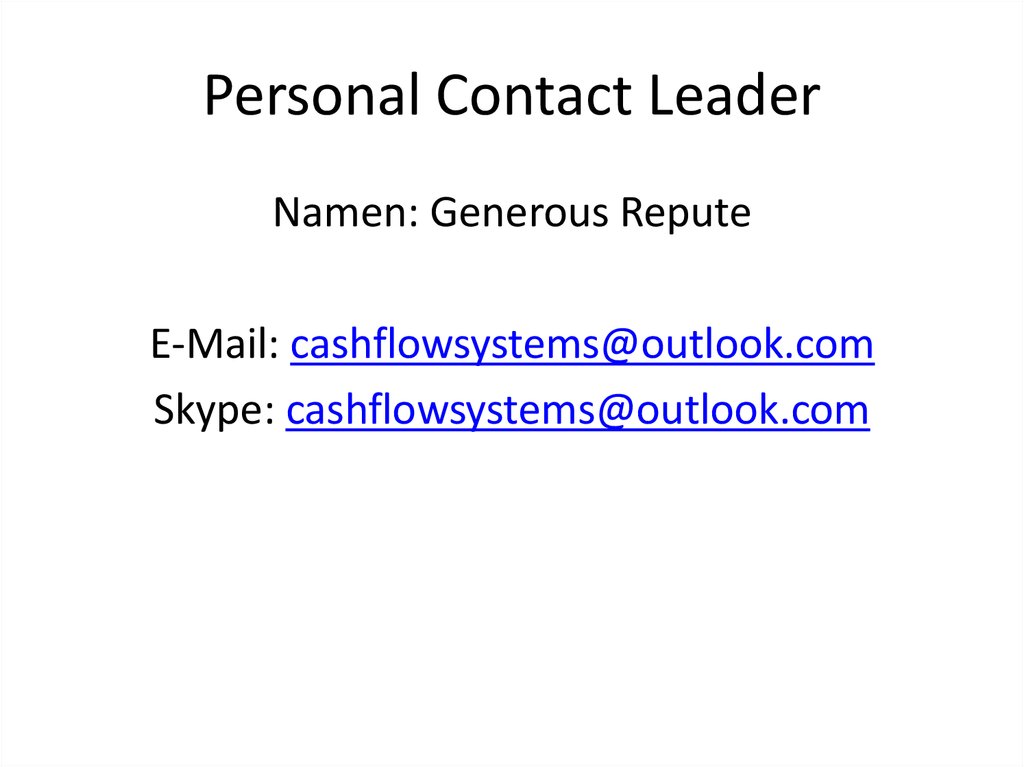 Personal Contact Leader