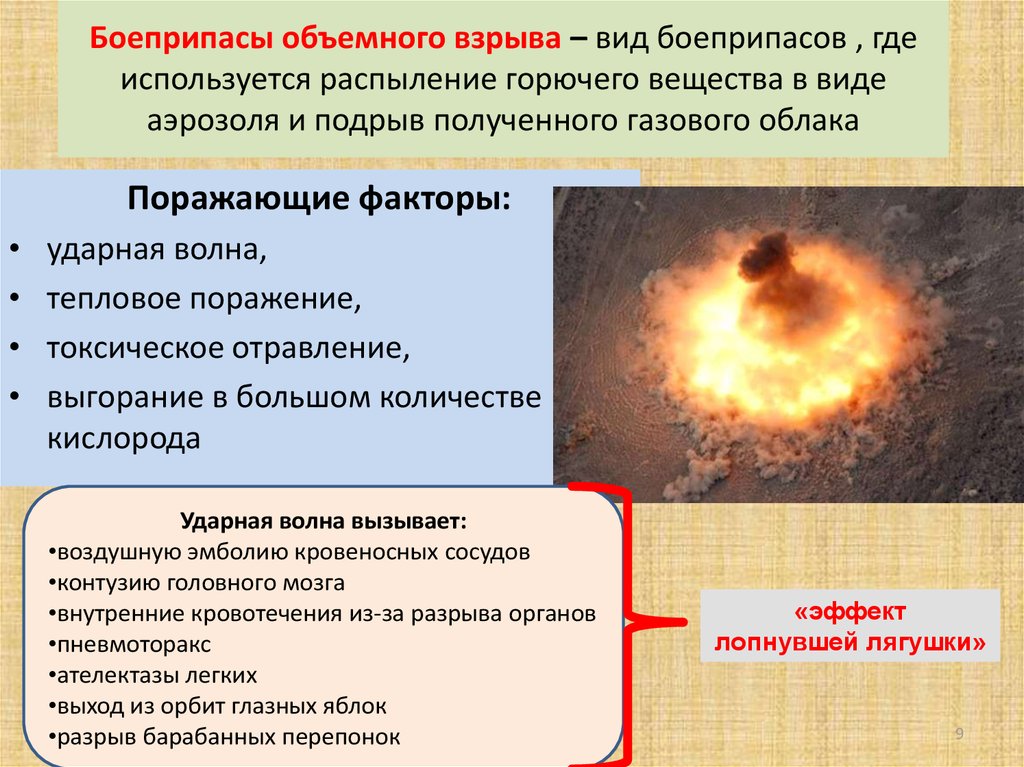 Взрывчатое вещество используемое. Поражающие факторы боеприпасов объемного взрыва. Поражающие факторы боеприпасы объектного взрыва. Поражающие факторы взрыва взрывчатых веществ. Боеприпасы объёмного взрыва.
