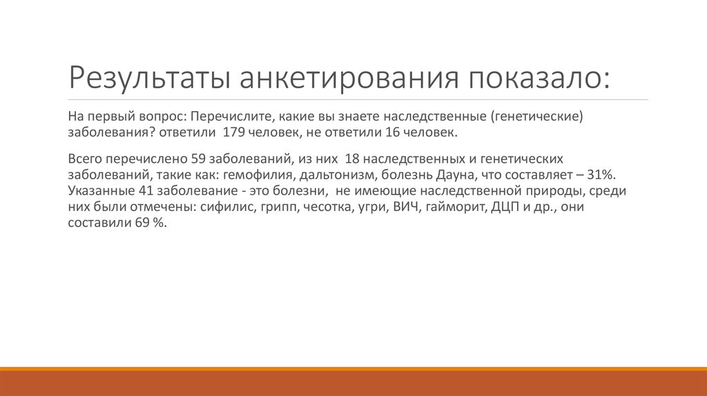 Результаты анкетирования показало: