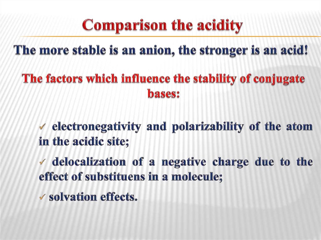 Comparison the acidity