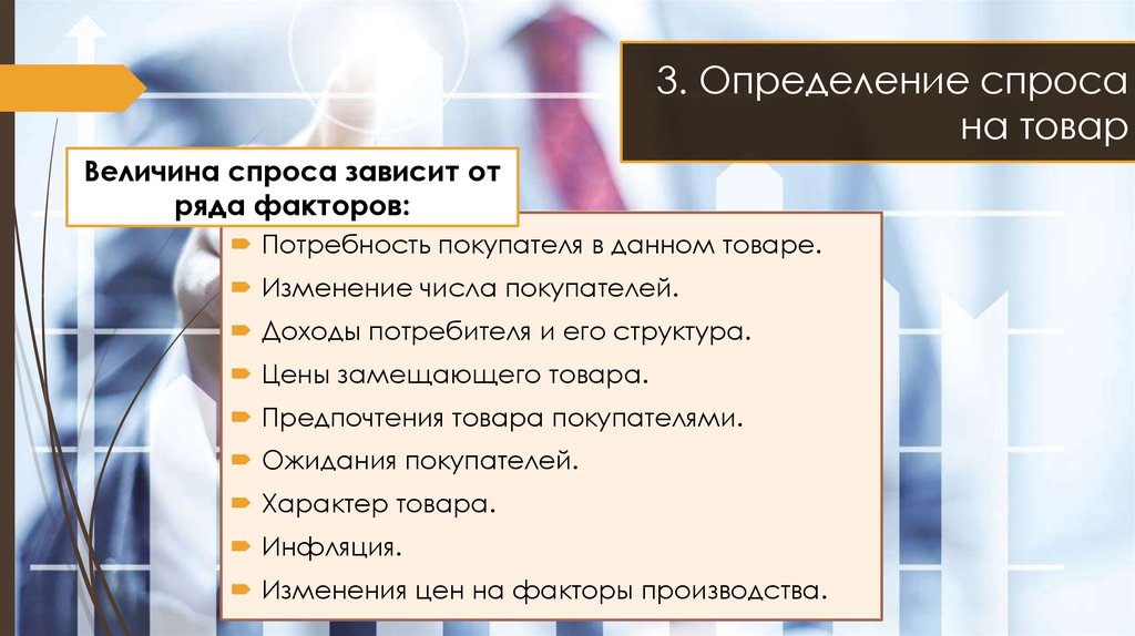 Определение спроса на продукцию. Источники дохода потребителей. Спрос изменения цены замещающих товаров. Спрос определяется.