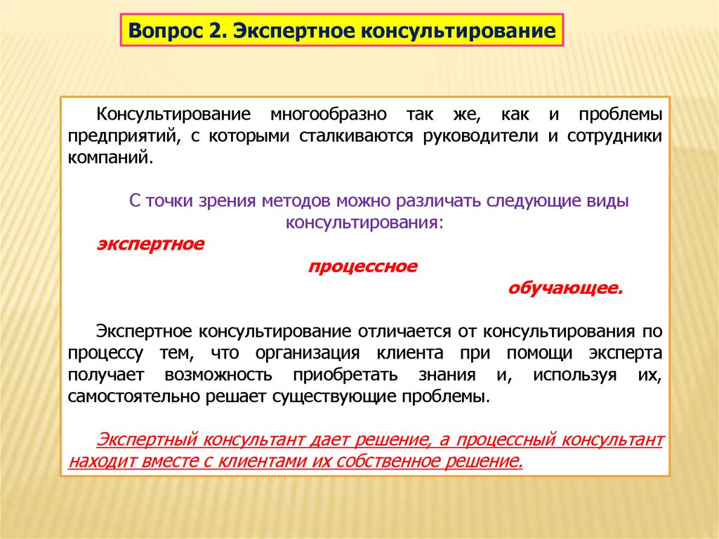 Виды и формы консультирования