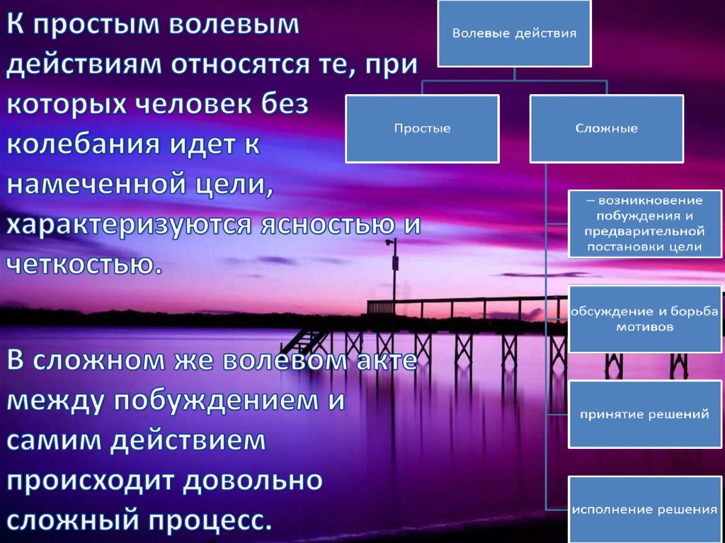 Содержание волевого процесса. Виды волевых процессов. Этапы волевого процесса. Основные стадии волевого процесса. Простые волевые действия.