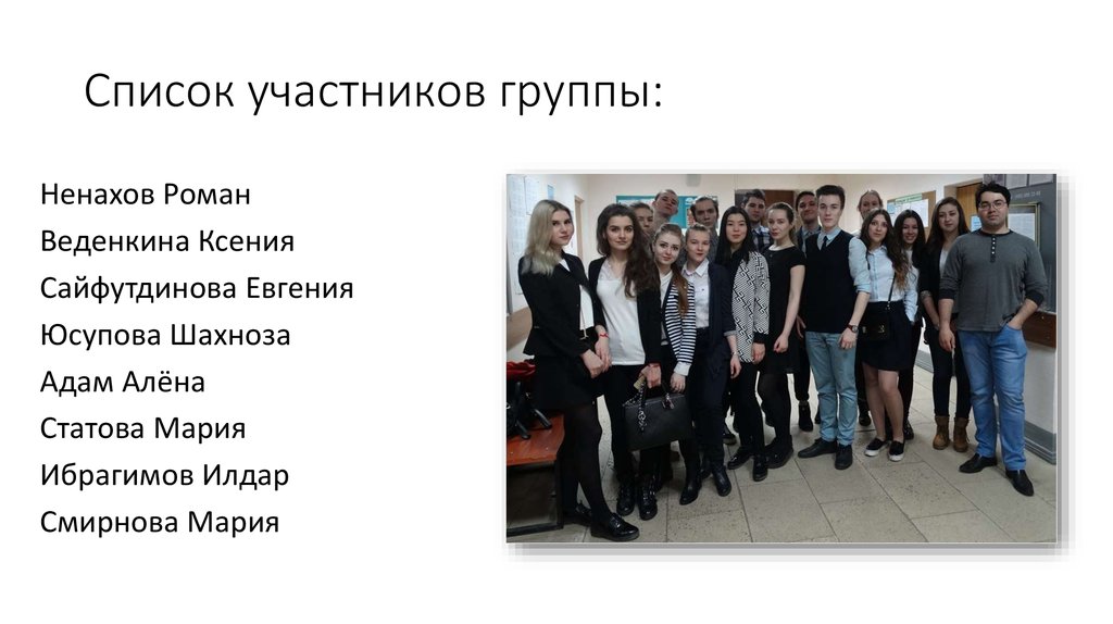 Список участников группы: