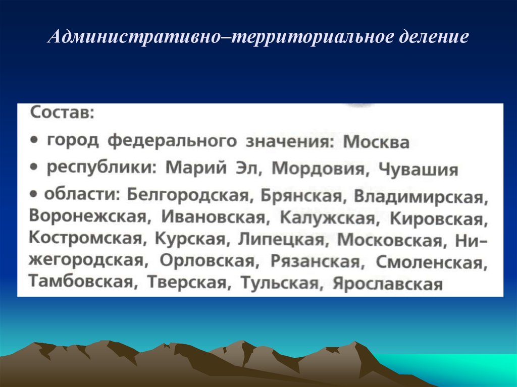 Административно–территориальное деление