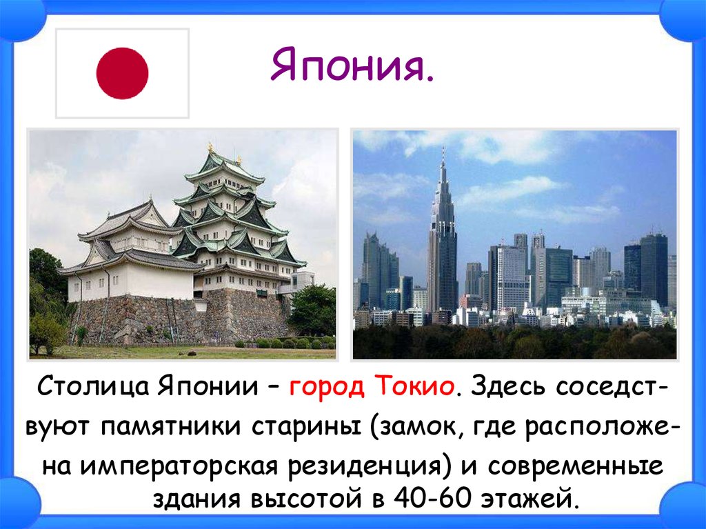 Краткий рассказ о странах. Столица Японии презентация. Достопримечательности Японии проект. Япония столица Токио информация.