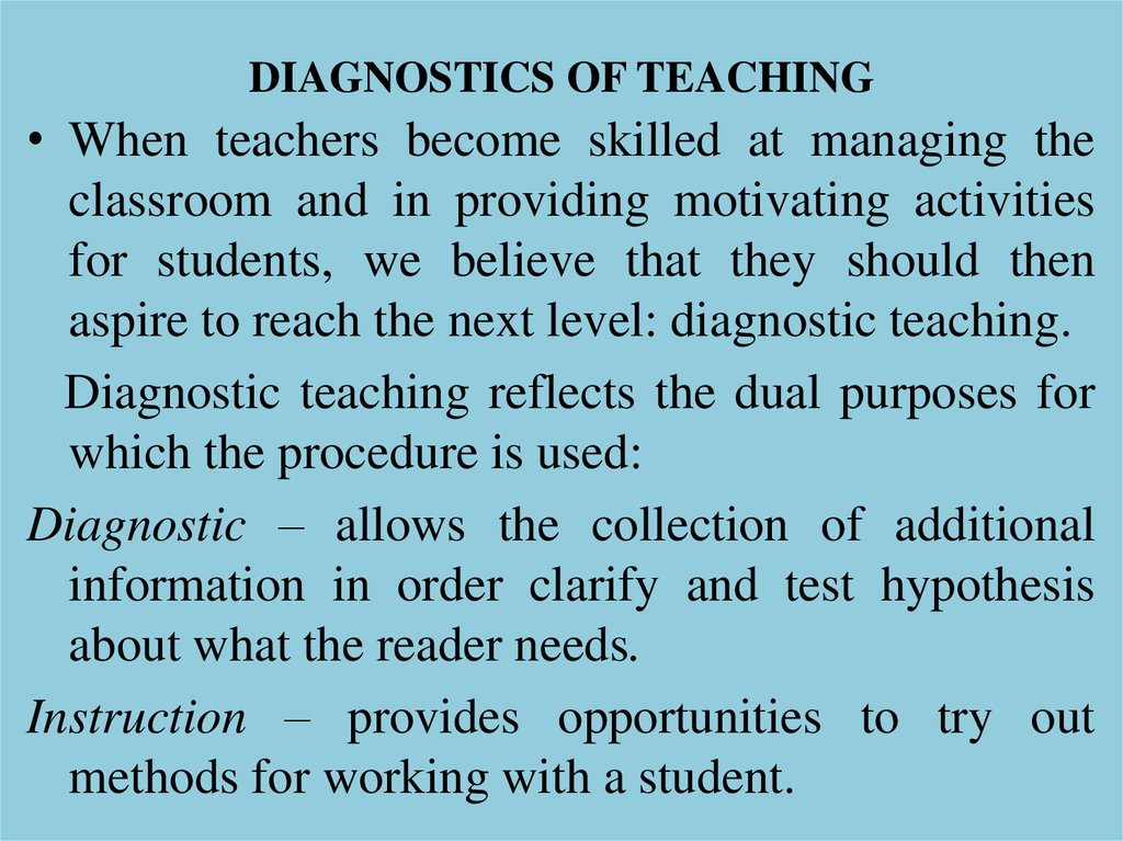 DIAGNOSTICS OF TEACHING
