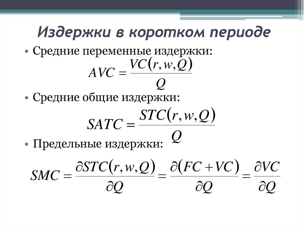 Переменные издержки характеристика