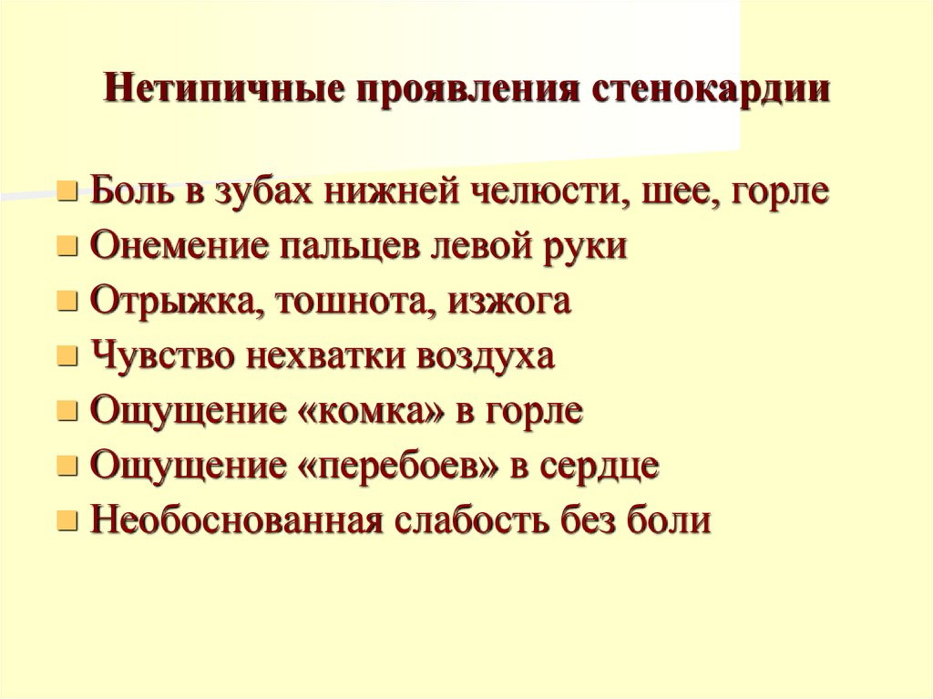Нетипичные проявления стенокардии