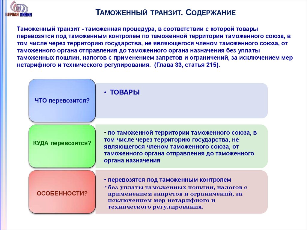 Таможенный транзит схема