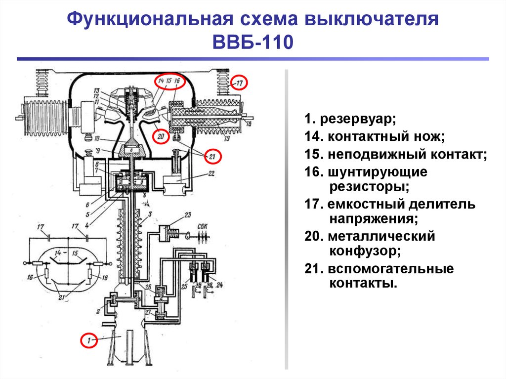 Воздушный выключатель на схеме