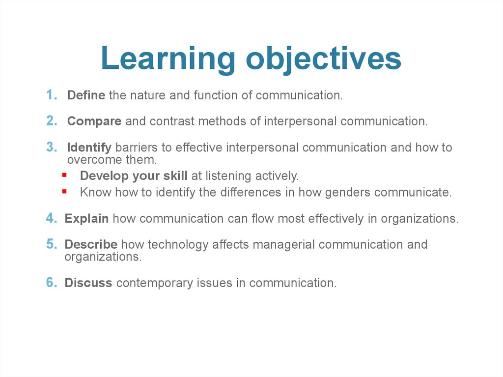 ppt communication objectives learning presentation