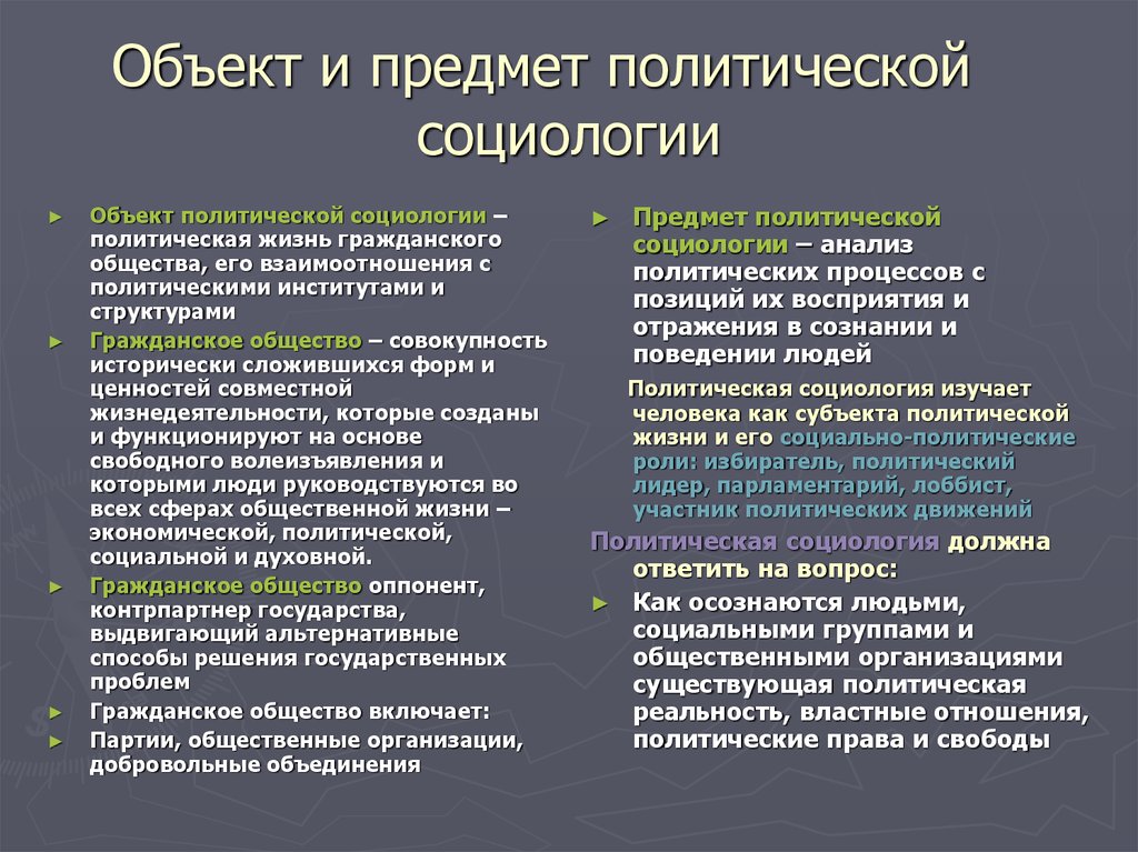 Предметом политической