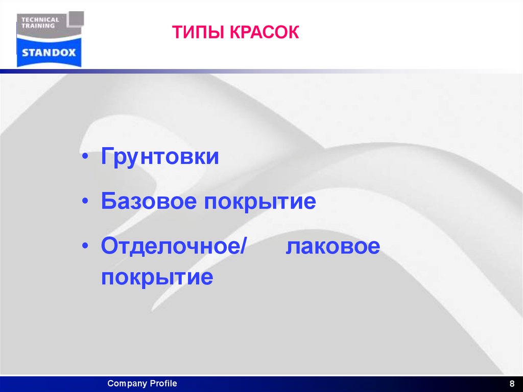 ТИПЫ КРАСОК