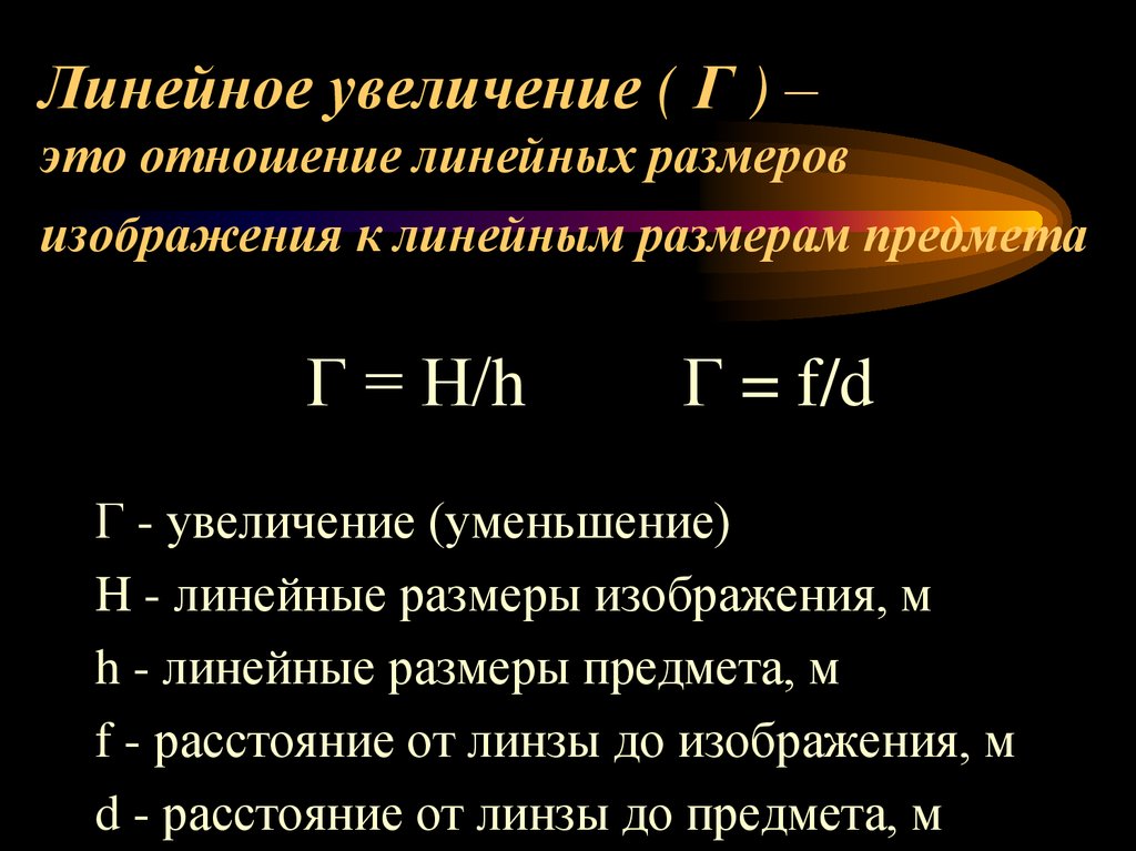 Отношение размеров изображения к размерам предмета